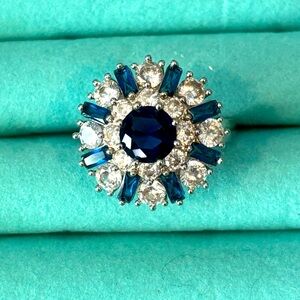 CZ sapphire & diamond ring - size 7